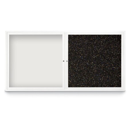 United Visual Products Corkboard, Single Door, Radius Frame, 24x36", Bronze/Cobalt UV7001-BRONZE-COBACC